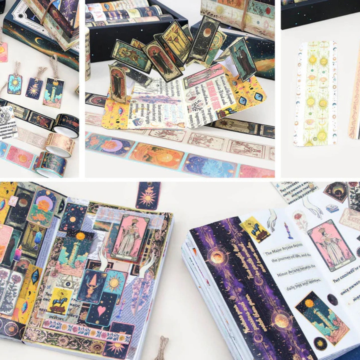 Starry Divination Washi Tape Set | 23 Rolls Gold Foil Decorative Tapes | Celestial Astrology Moon & Stars Tapes