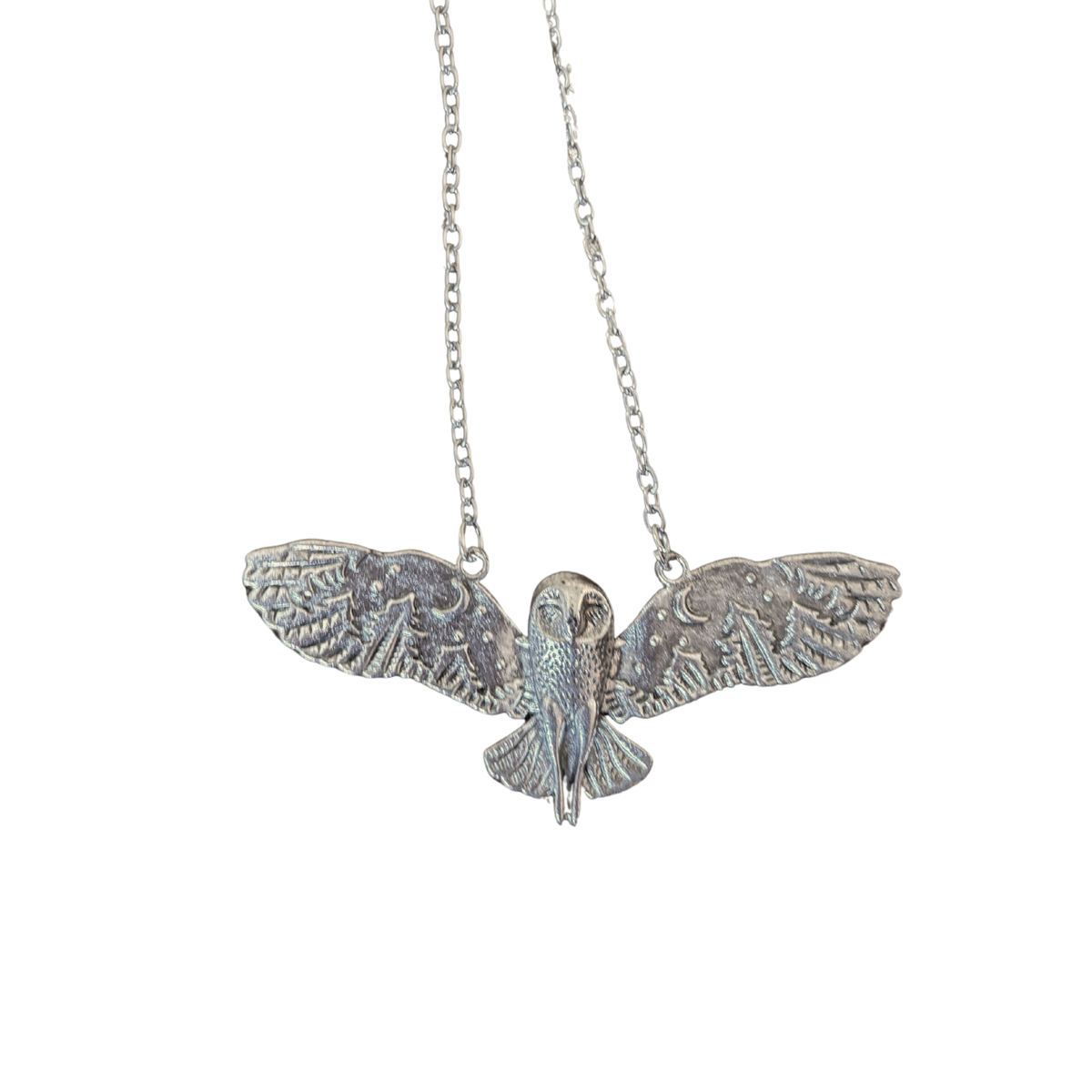 Starry Eagle Necklace | Silver Celestial Bird Pendant