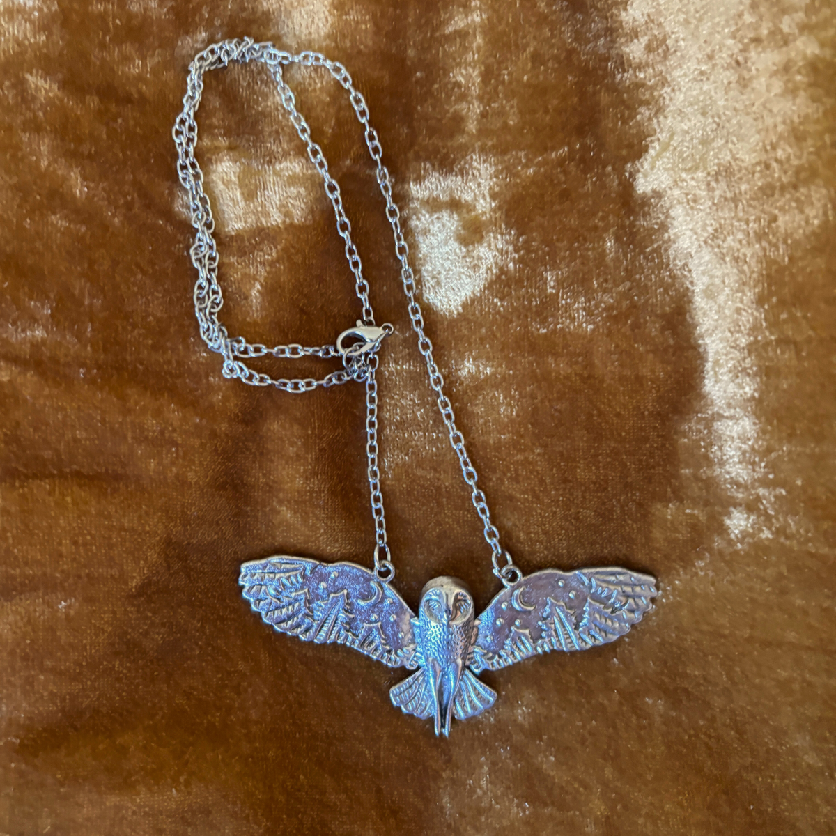 Starry Eagle Necklace | Silver Celestial Bird Pendant