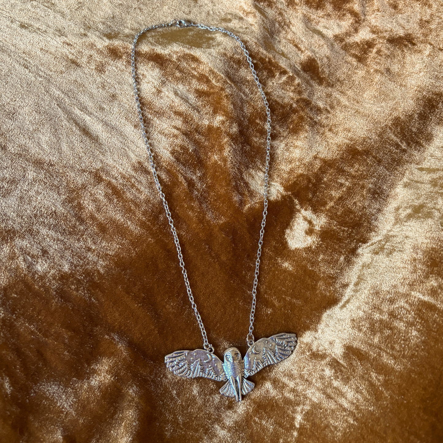 Starry Eagle Necklace | Silver Celestial Bird Pendant