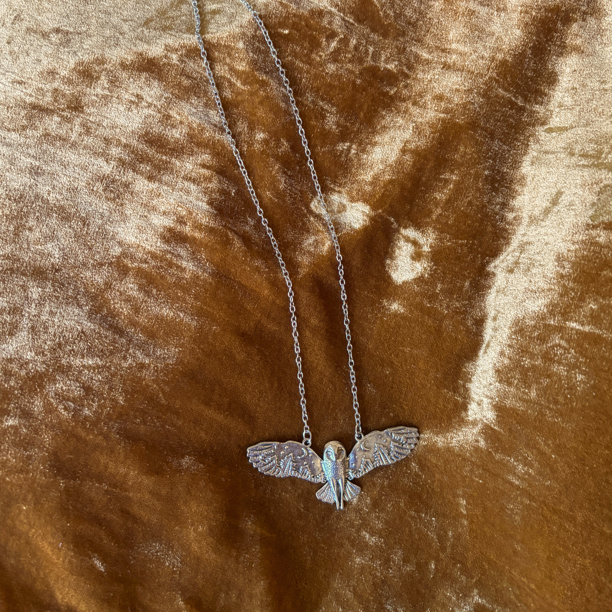 Starry Eagle Necklace | Silver Celestial Bird Pendant