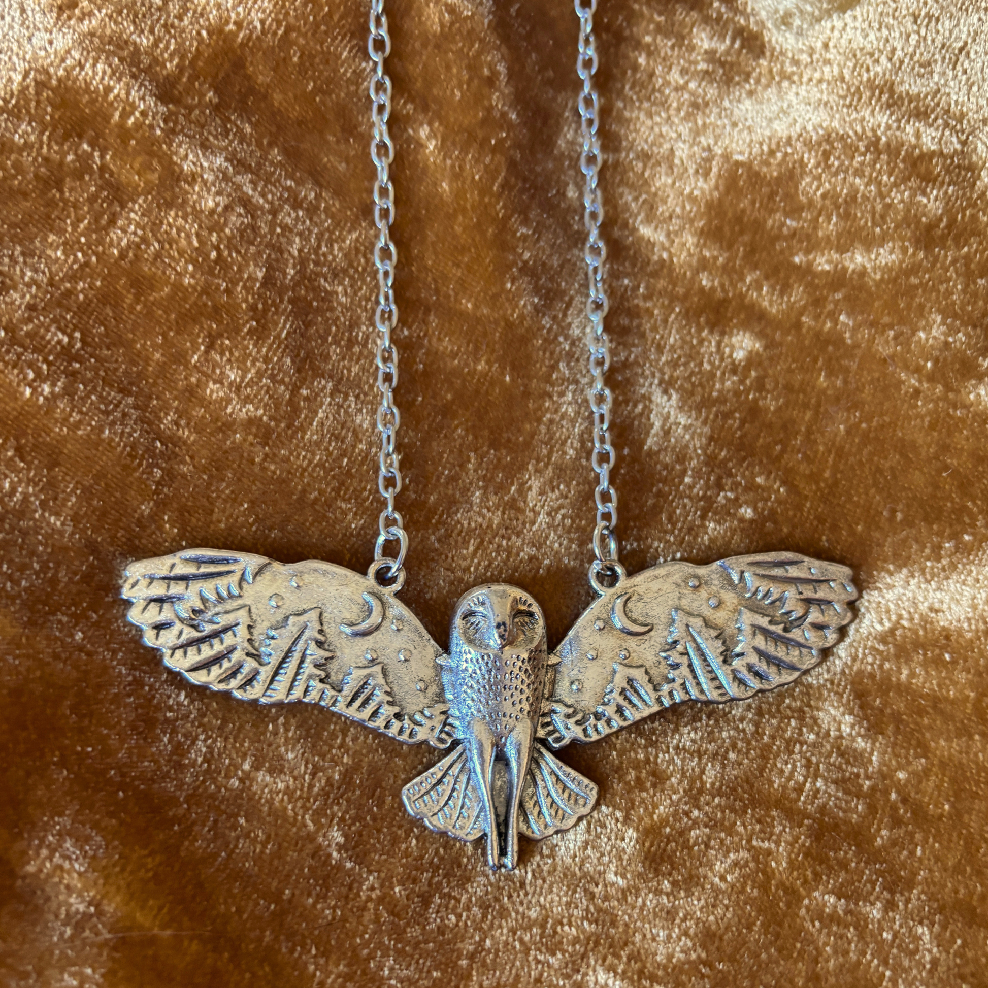 Starry Eagle Necklace | Silver Celestial Bird Pendant