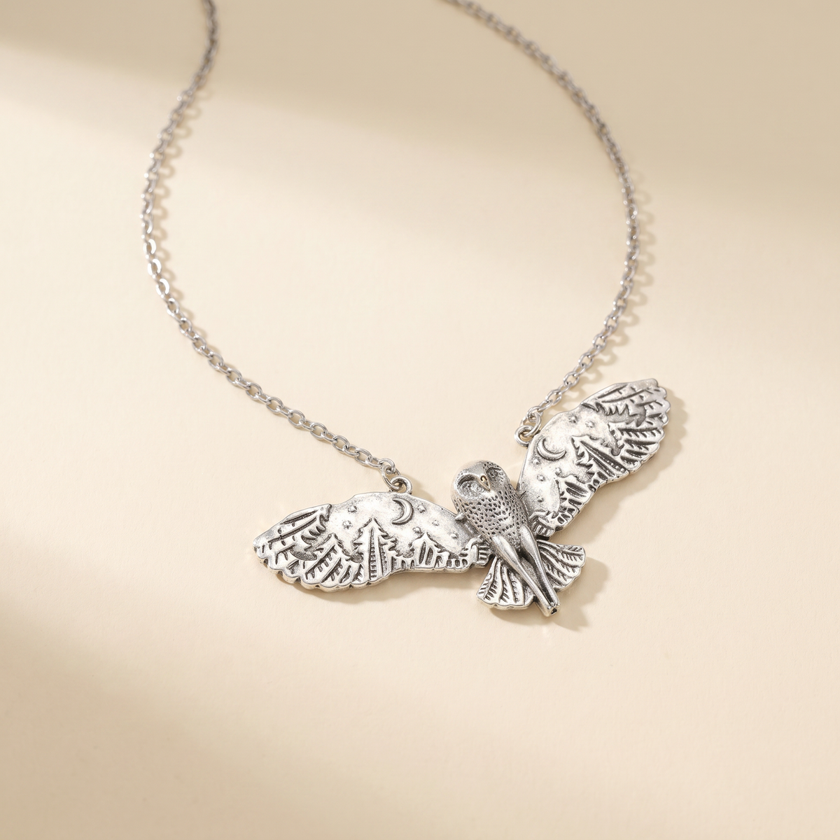 Starry Eagle Necklace | Silver Celestial Bird Pendant