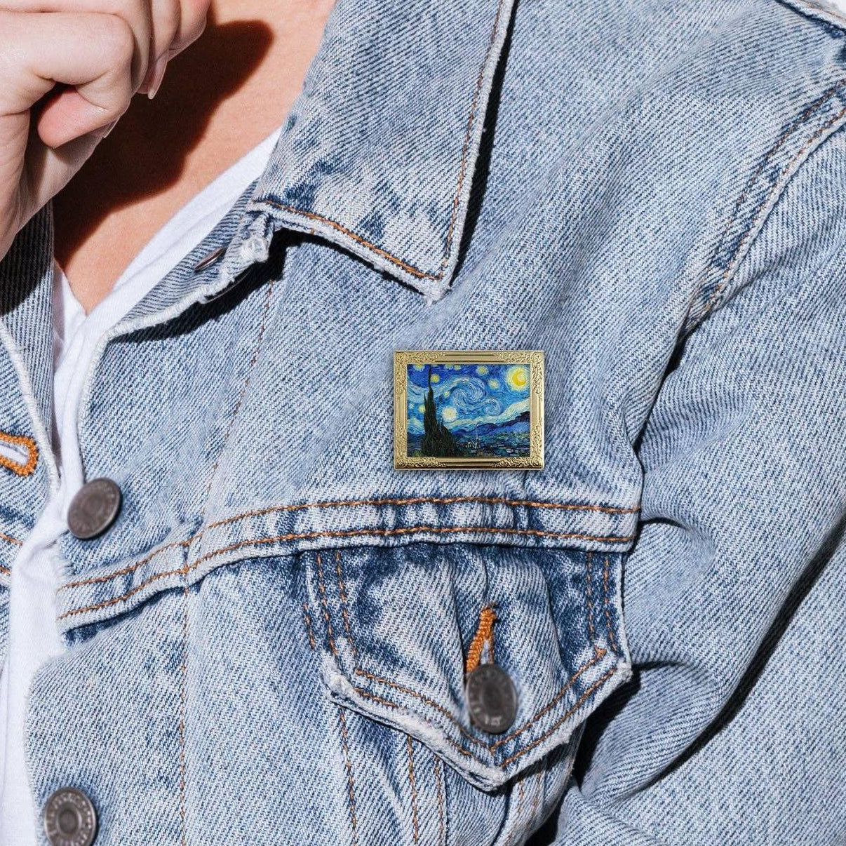 Starry Night by Van Gogh Art Frame Pin | Museum Enamel Lapel Pin-Real Sic-The Bullish Store