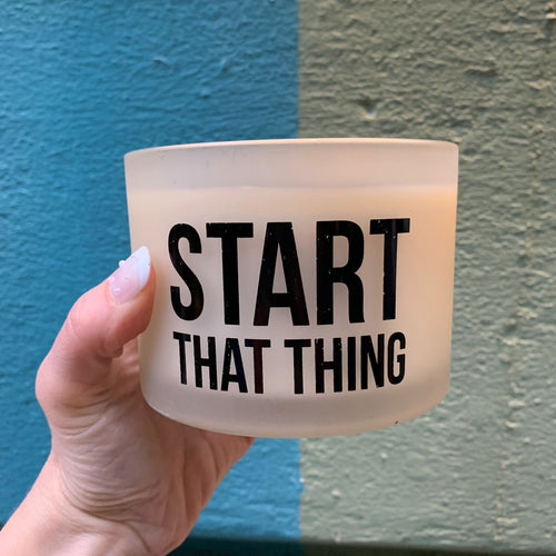 Start That Thing 3-Wick Candle | Bergamot Scent Jar Candle | 14oz | Gift for Her