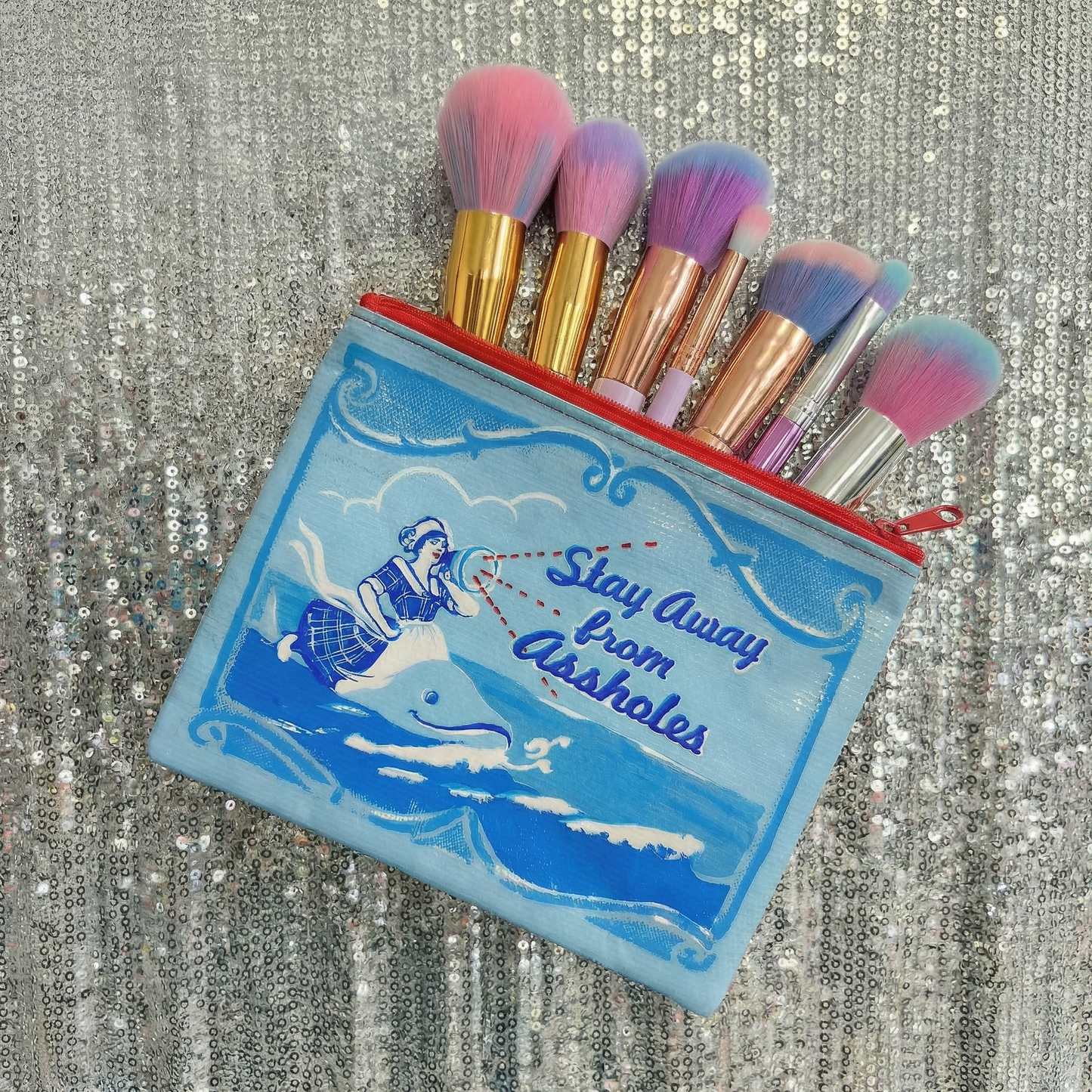 Stay Away From Assholes Zipper Pouch | 9.5" X 7.25" | BlueQ at GetBullish