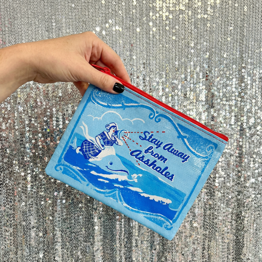 Stay Away From Assholes Zipper Pouch | 9.5" X 7.25" | BlueQ at GetBullish