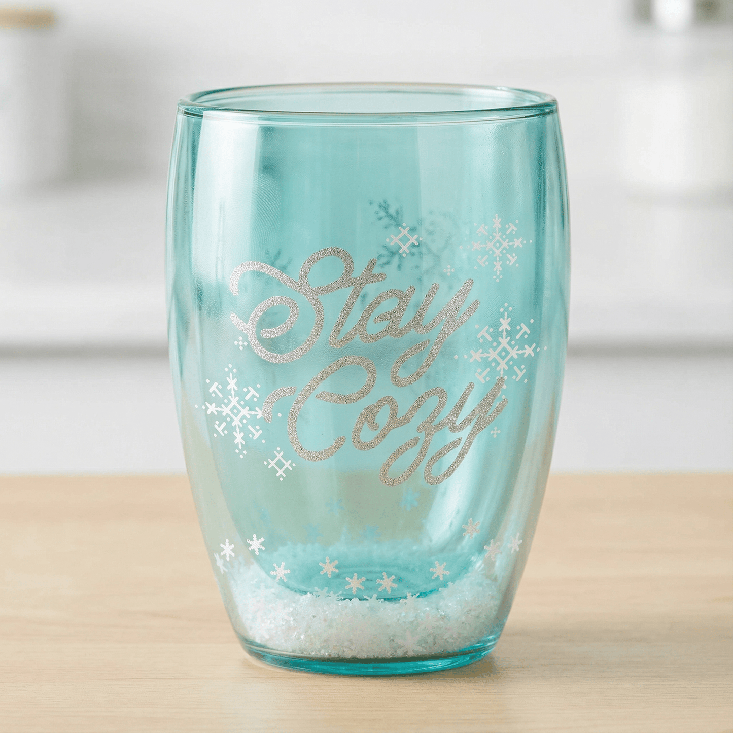 Stay Cozy Double-Wall Stemless Glass | Snowflake Holiday Drinkware | 10oz