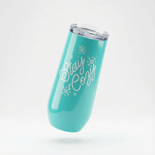 Stay Cozy Holiday Champagne Tumbler | Stainless Steel with Spill-Resistant Lid