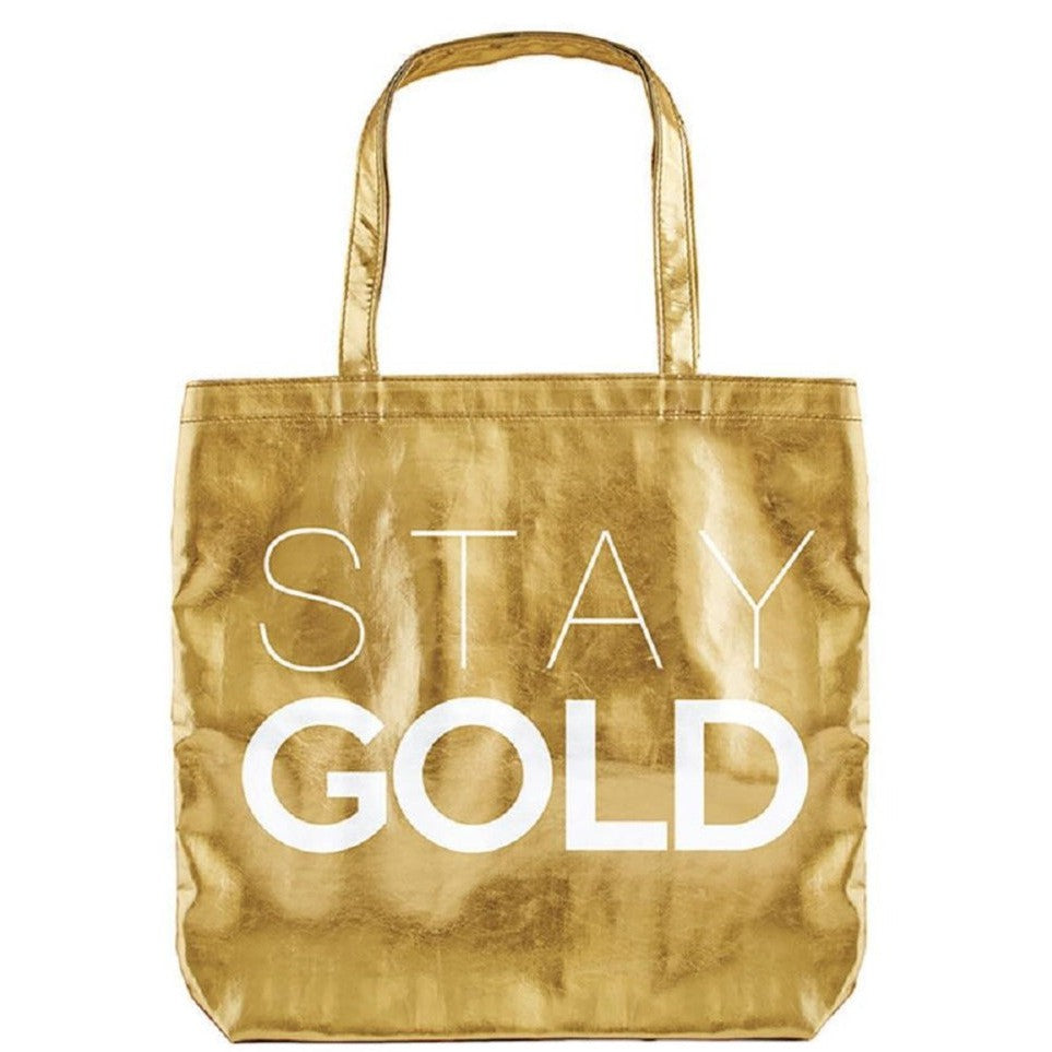 Stay Gold Tote Bag in Metallic Gold