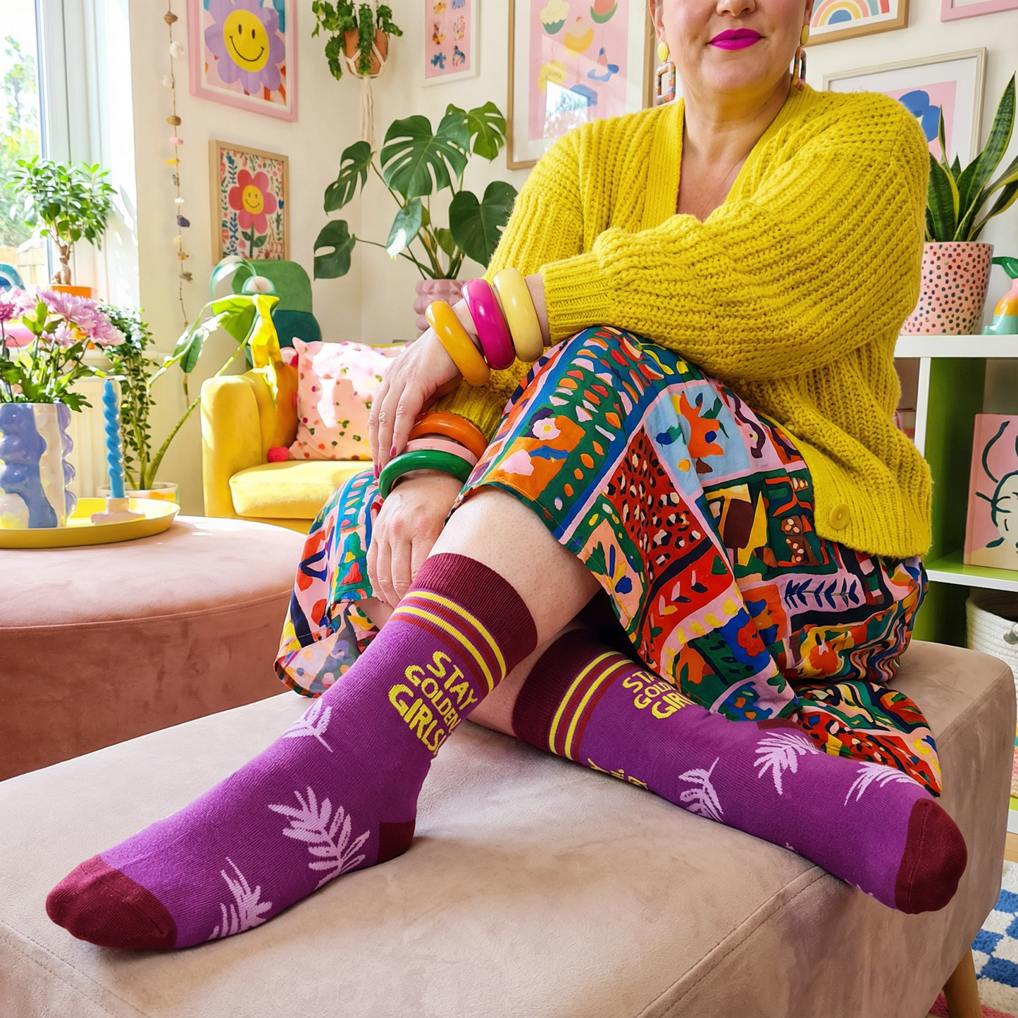 Stay Golden Girls Socks | Purple Unisex Funny Socks