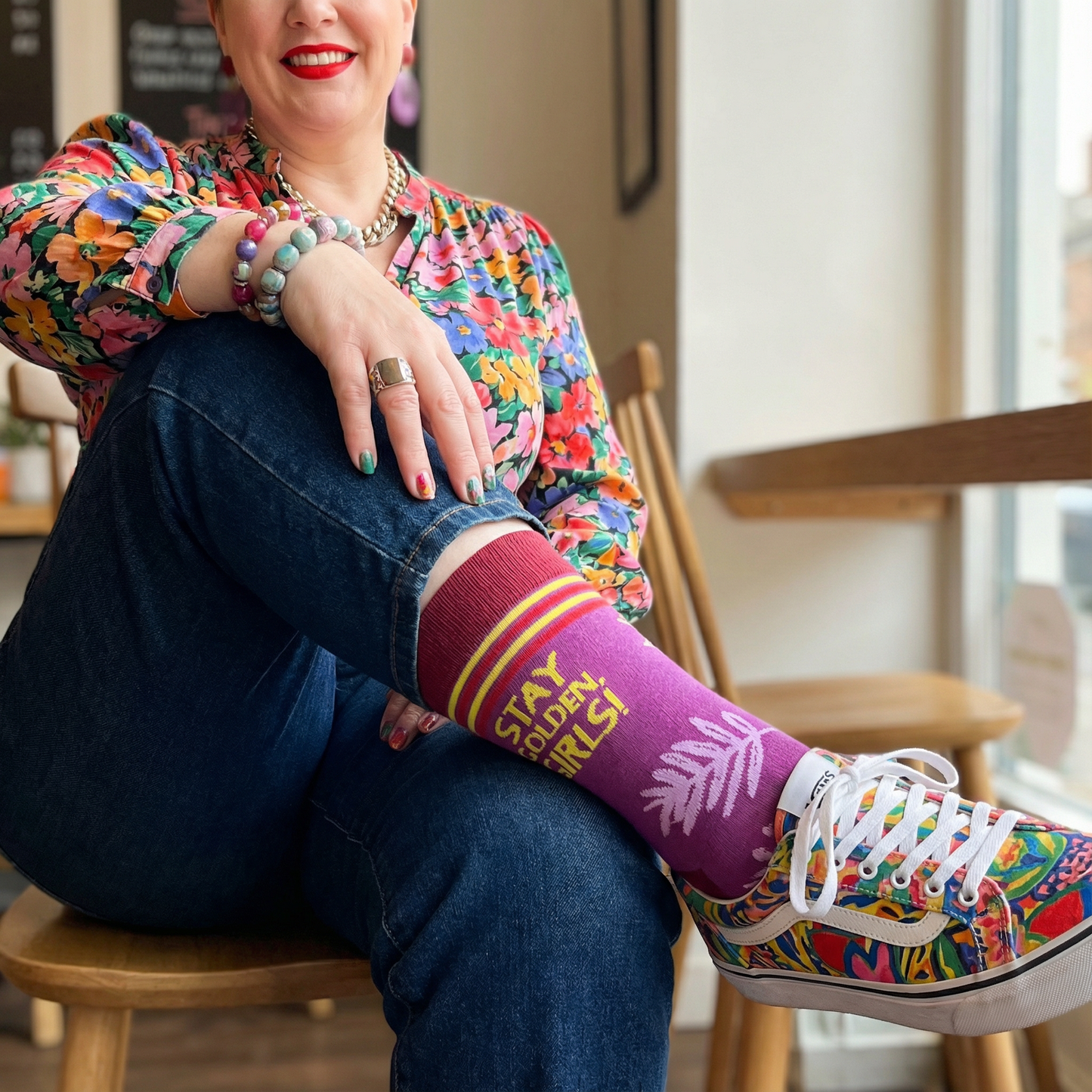 Stay Golden Girls Socks | Purple Unisex Funny Socks