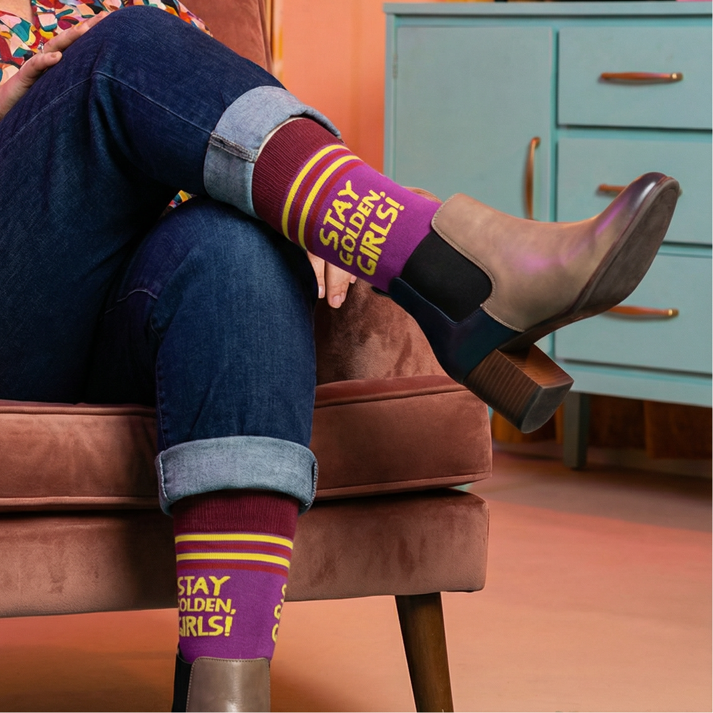 Stay Golden Girls Socks | Purple Unisex Funny Socks