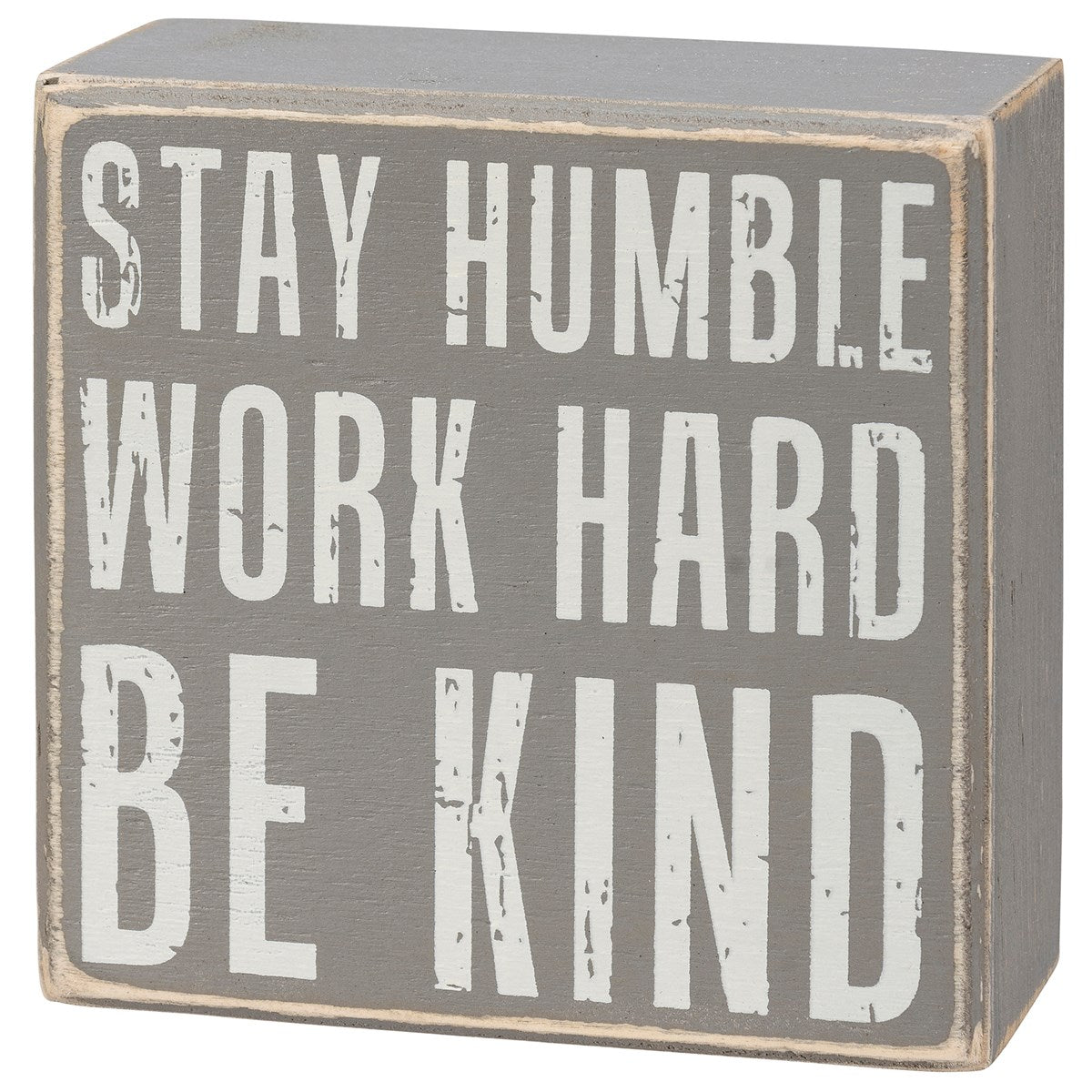 Stay Humble Gray Box Sign Set | Giftable Home Decor | 4" x 4" | Gift for Her