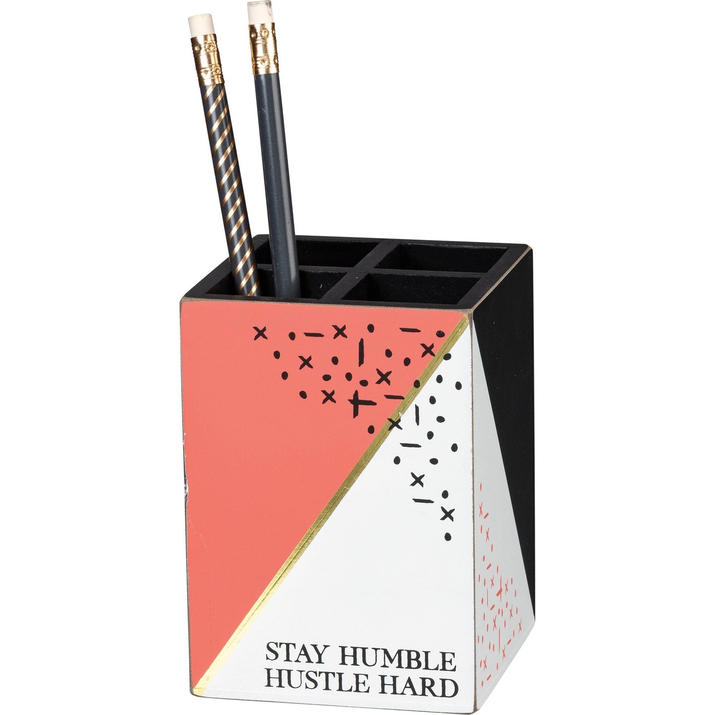 Stay Humble Hustle Hard Wood Pencil Holder