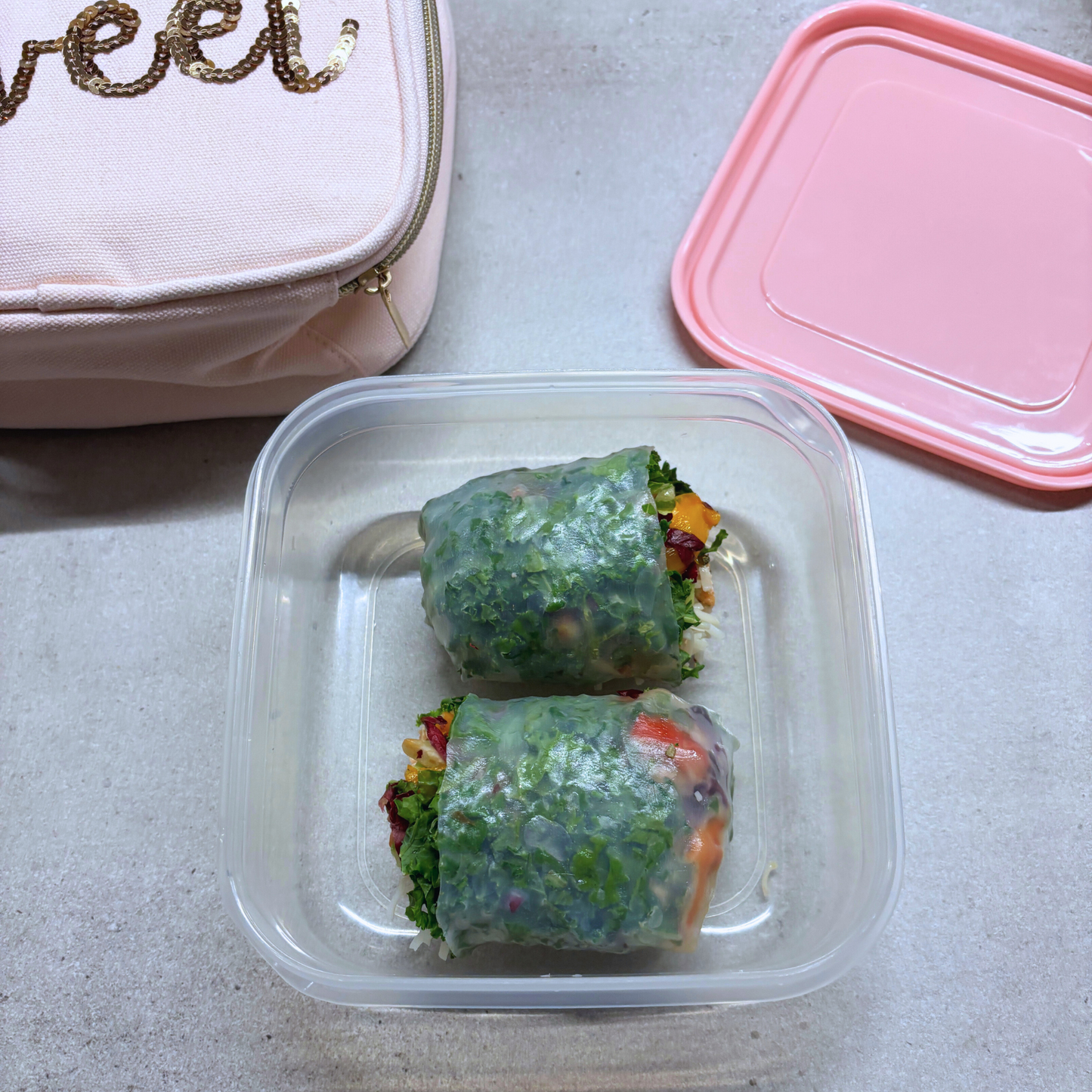 Stay Sweet Pink Combo Lunch Set | Sequin Embellished Lunch Bag and 6.25" Square Food Container