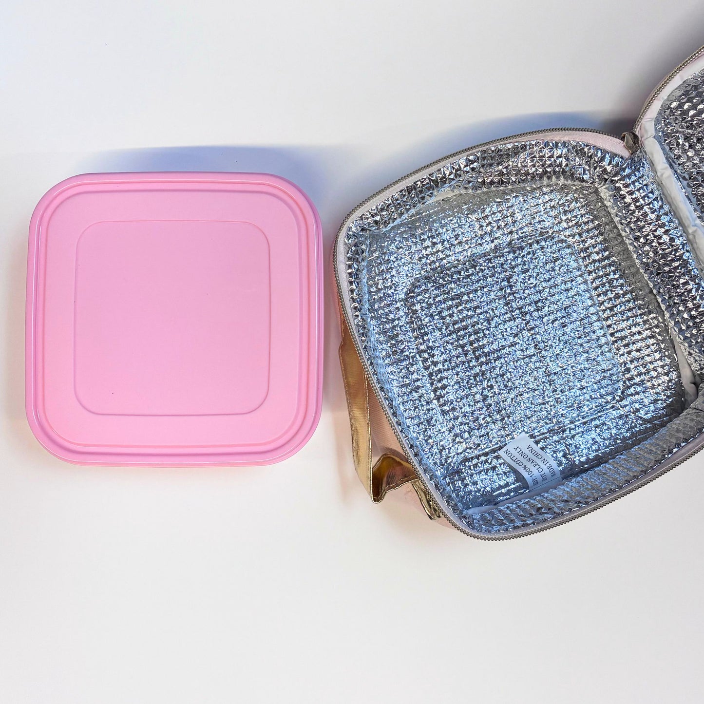 Stay Sweet Pink Combo Lunch Set | Sequin Embellished Lunch Bag and 6.25" Square Food Container