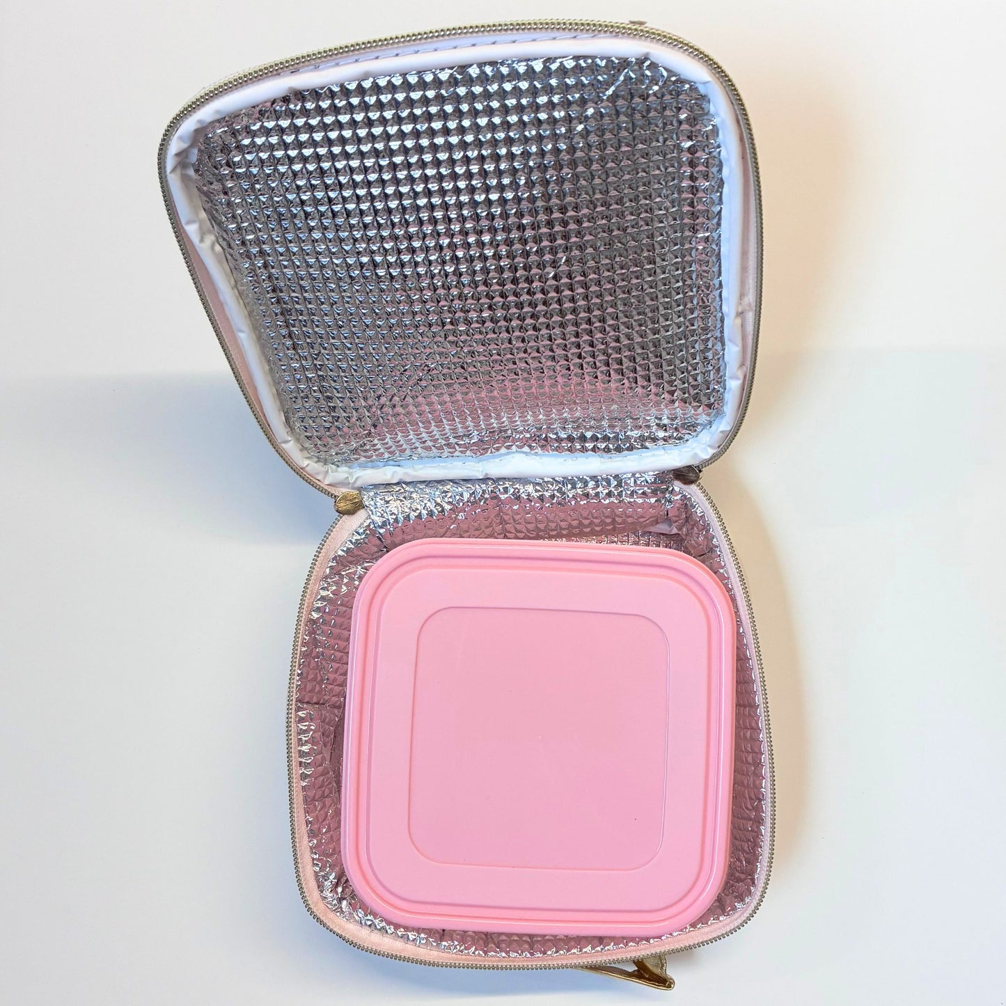 Stay Sweet Pink Combo Lunch Set | Sequin Embellished Lunch Bag and 6.25" Square Food Container