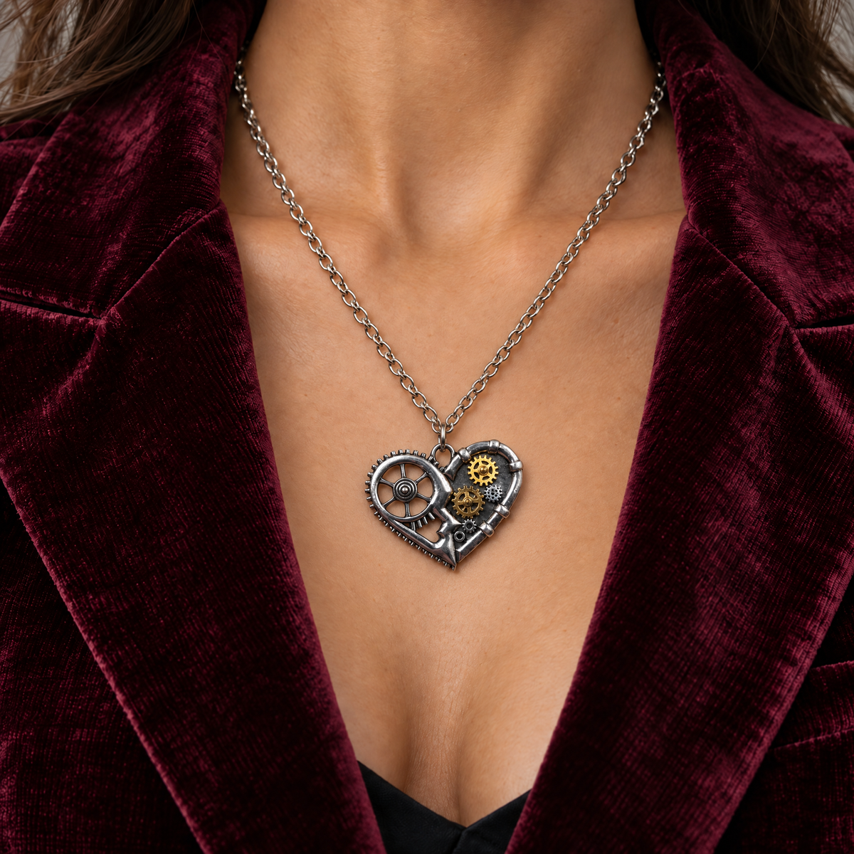 Steampunk Gear Heart Necklace | Handmade Pendant-The Pretty Jewellery-The Bullish Store