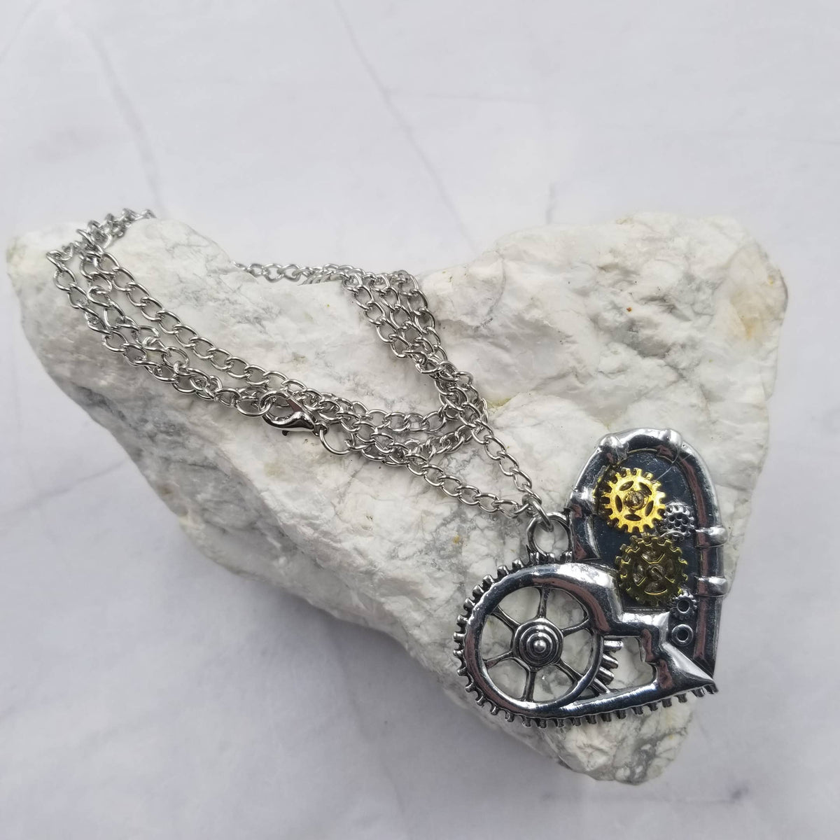 Steampunk Gear Heart Necklace | Handmade Alloy Pendant-The Pretty Jewellery-The Bullish Store