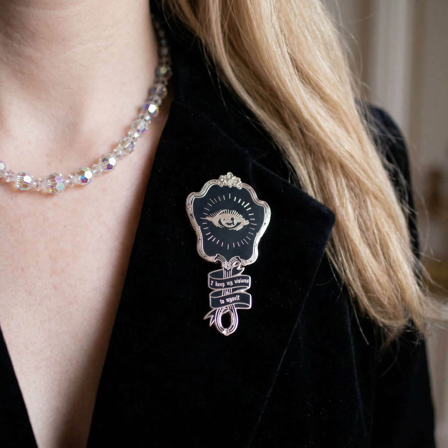 Steve Nicks "I Keep My Visions to Myself" Crystal Visions Brooch in Gold and Black