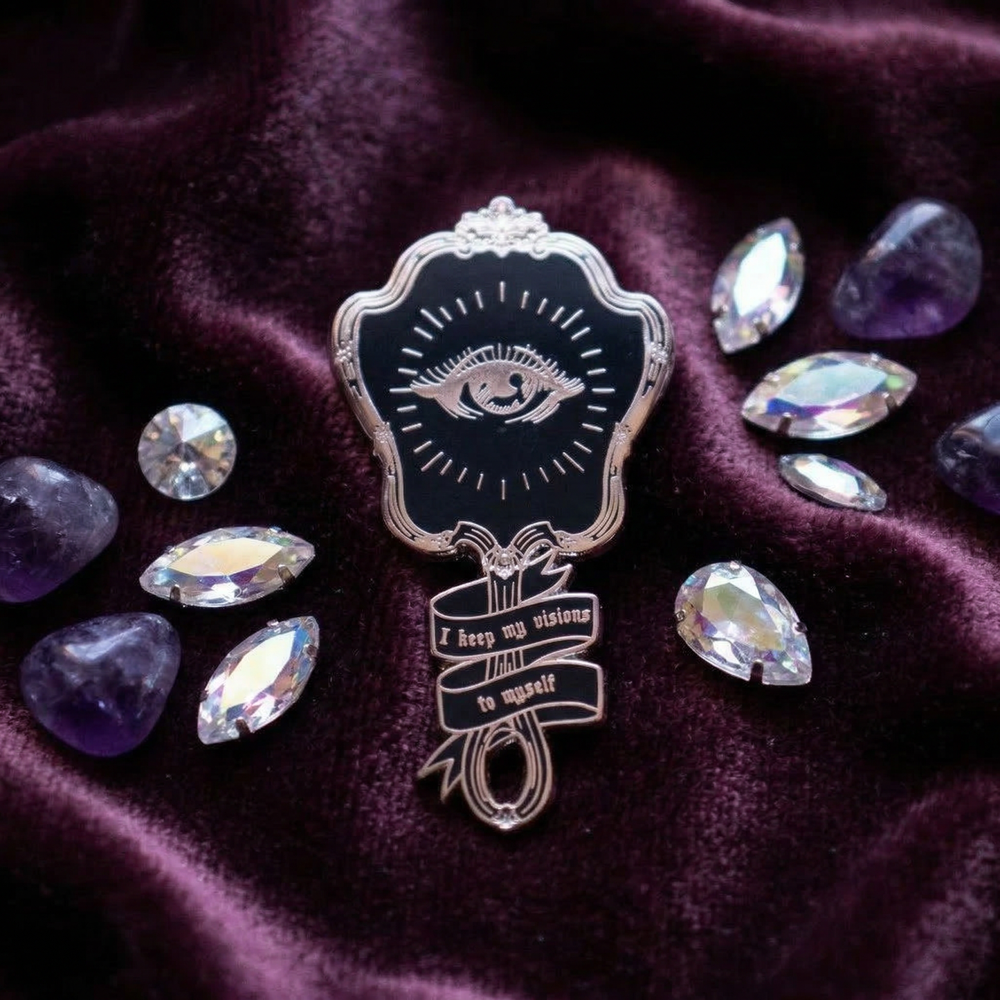 Steve Nicks "I Keep My Visions to Myself" Crystal Visions Brooch in Gold and Black