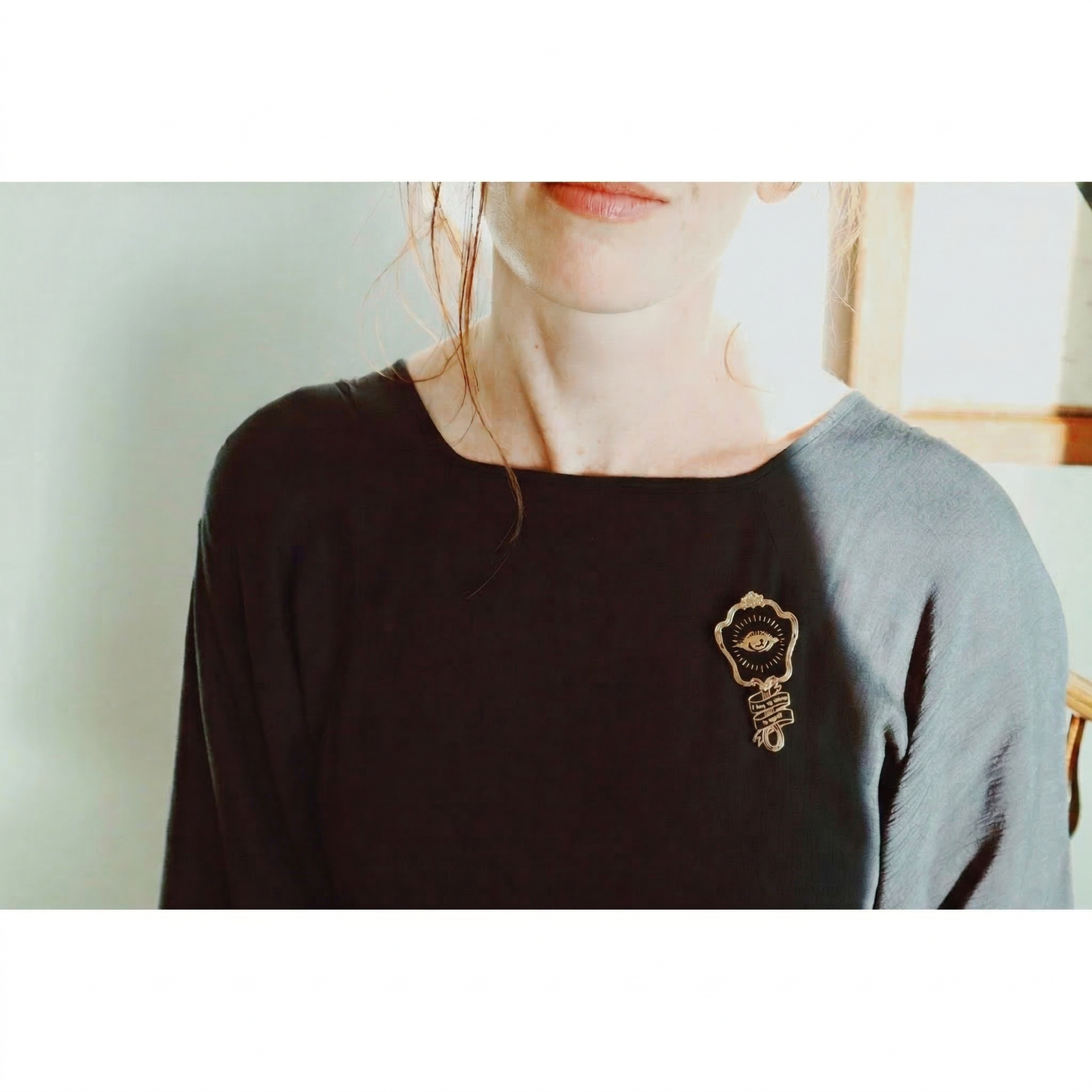 Steve Nicks "I Keep My Visions to Myself" Crystal Visions Brooch in Gold and Black