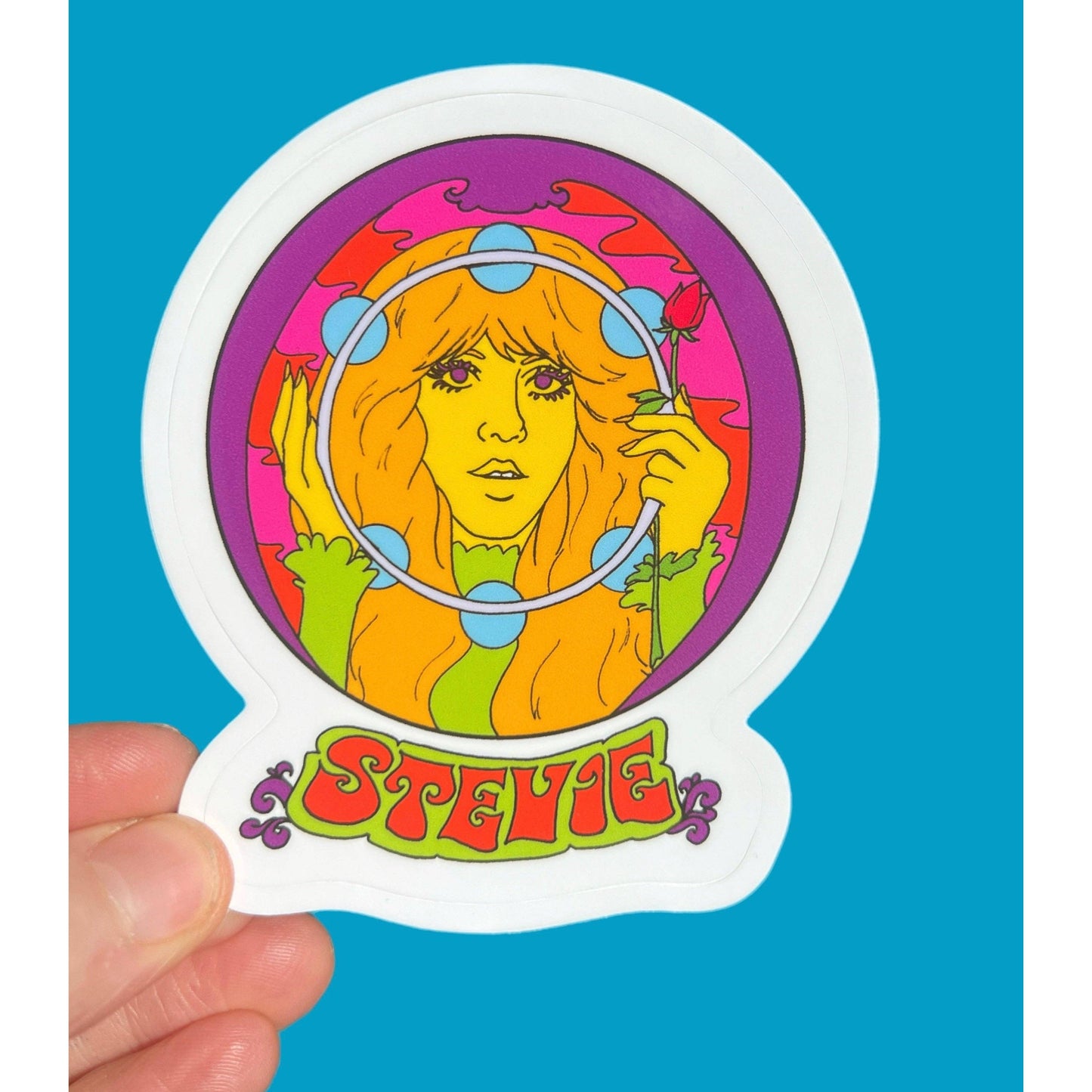 Stevie Nicks 70s Rock Icon 3 Inch Sticker | Psychedelic Vintage Rock Star Vinyl Decal