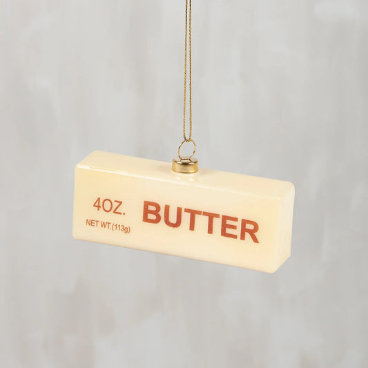 Stick of Butter Glass Holiday Ornament | Christmas Tree Decor | 4" x 2.25"