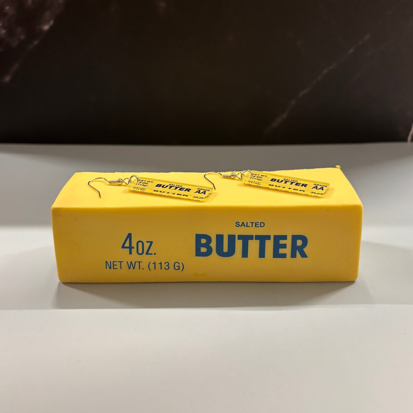 Stick of Salted Butter Earrings | Cute Acrylic Food Jewelry Gift for Bakers & Food Lovers