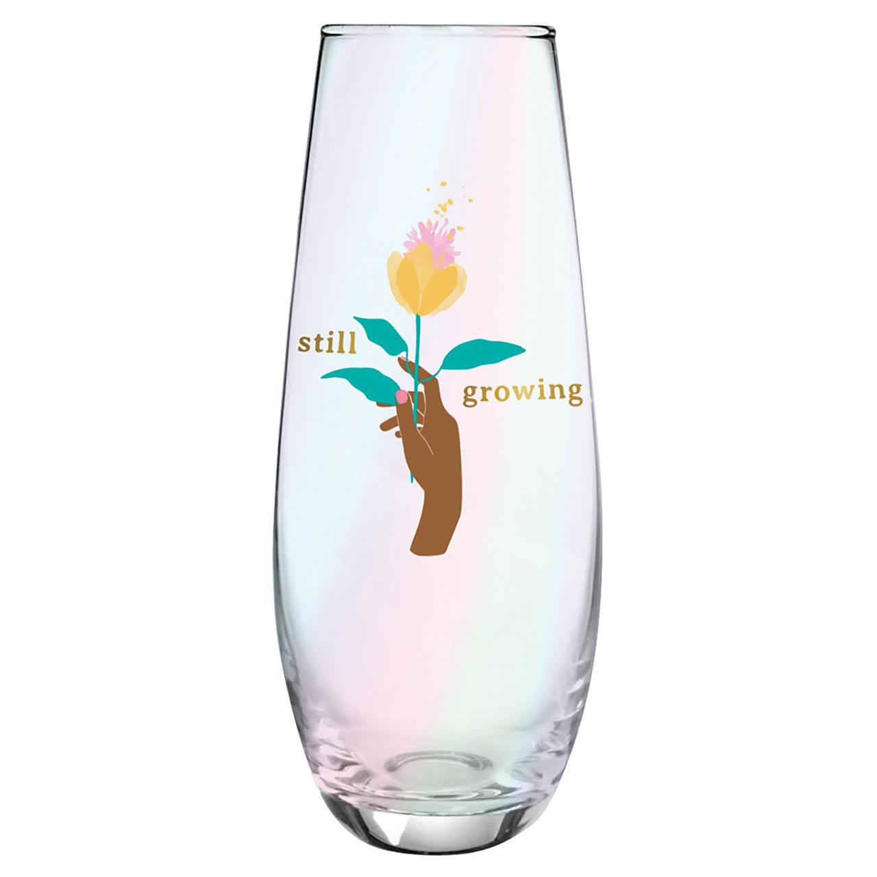 Still Growing Flower Stemless Champagne Flute Glass