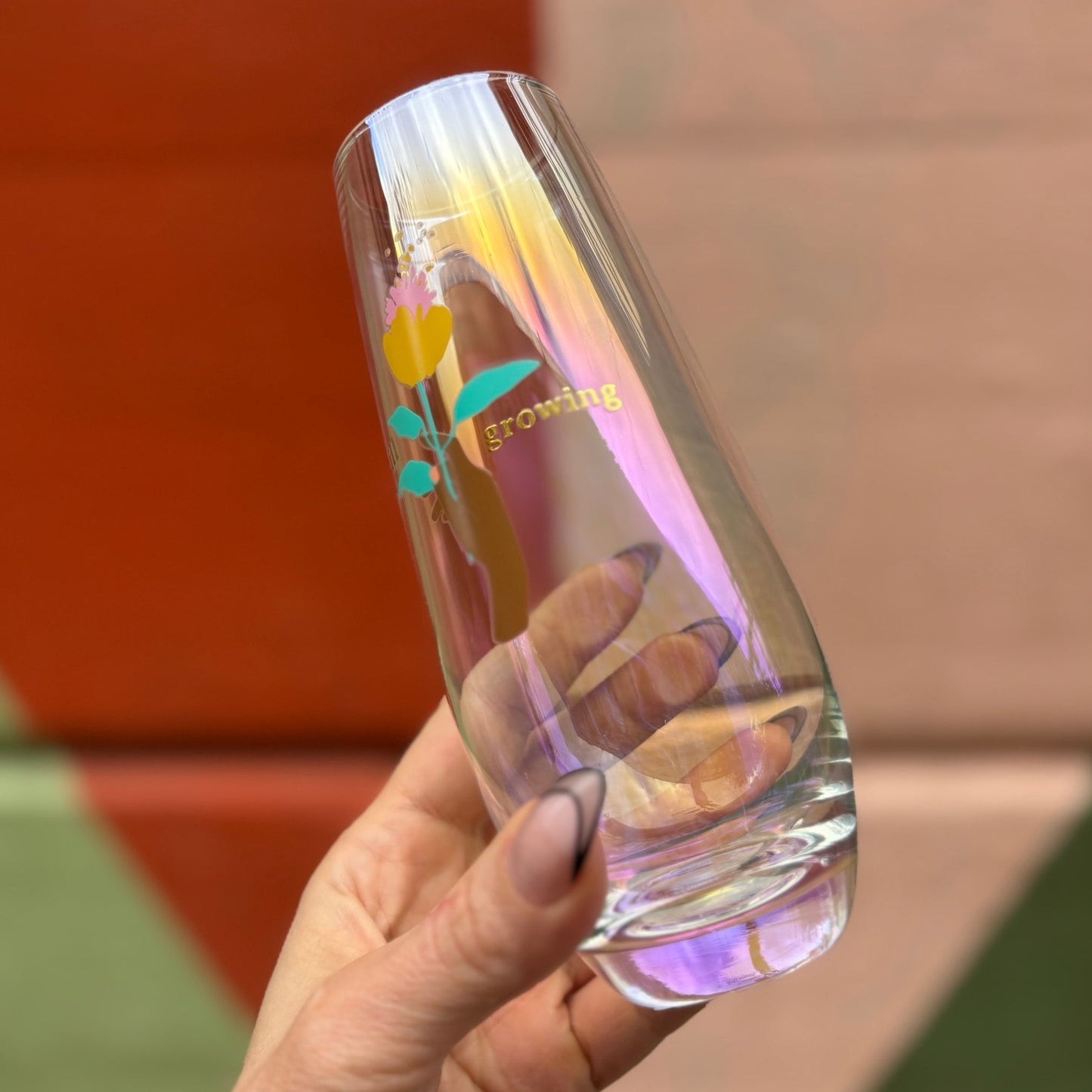 Still Growing Flower Stemless Champagne Flute Glass