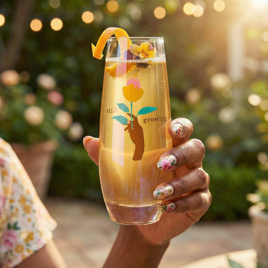 Still Growing Flower Stemless Champagne Flute Glass