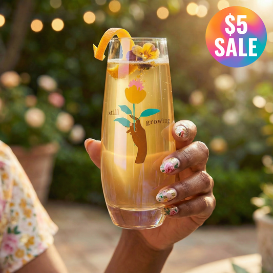 Still Growing Flower Stemless Champagne Flute Glass-Slant-The Bullish Store