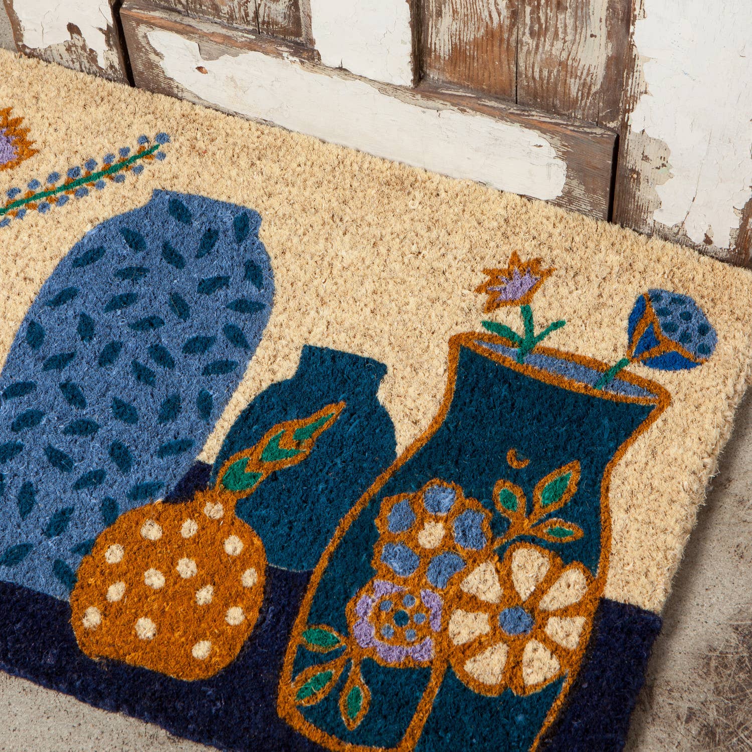 Still Life Coir Fiber Printed Doormat | Decorative Welcome Mat Rug | 18" x 30"