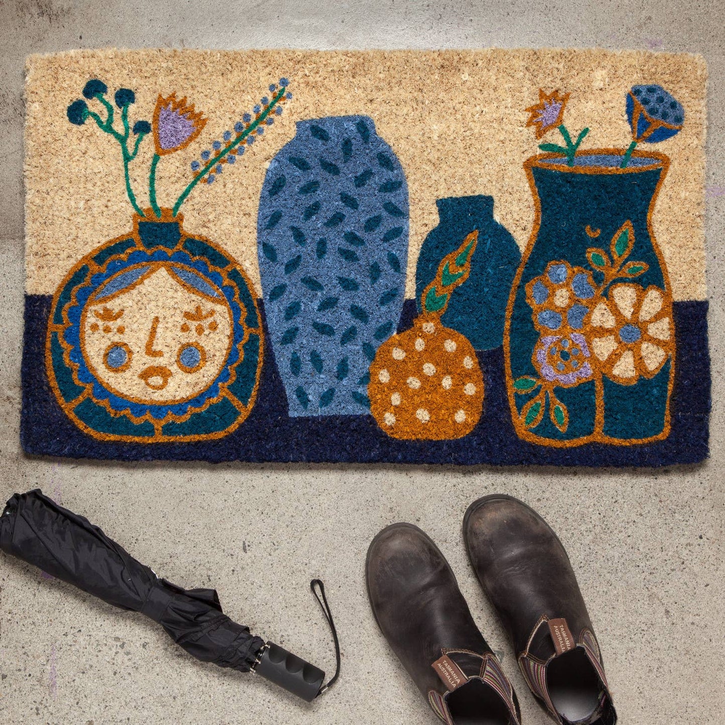 Still Life Coir Fiber Printed Doormat | Decorative Welcome Mat Rug | 18" x 30"