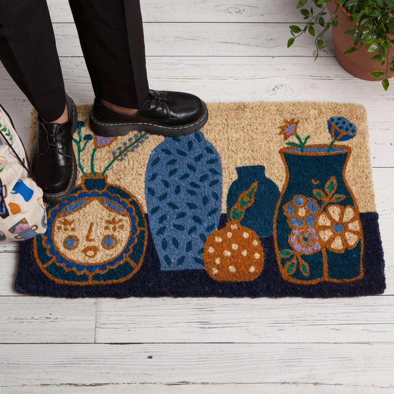 Still Life Coir Fiber Printed Doormat | Decorative Welcome Mat Rug | 18" x 30"