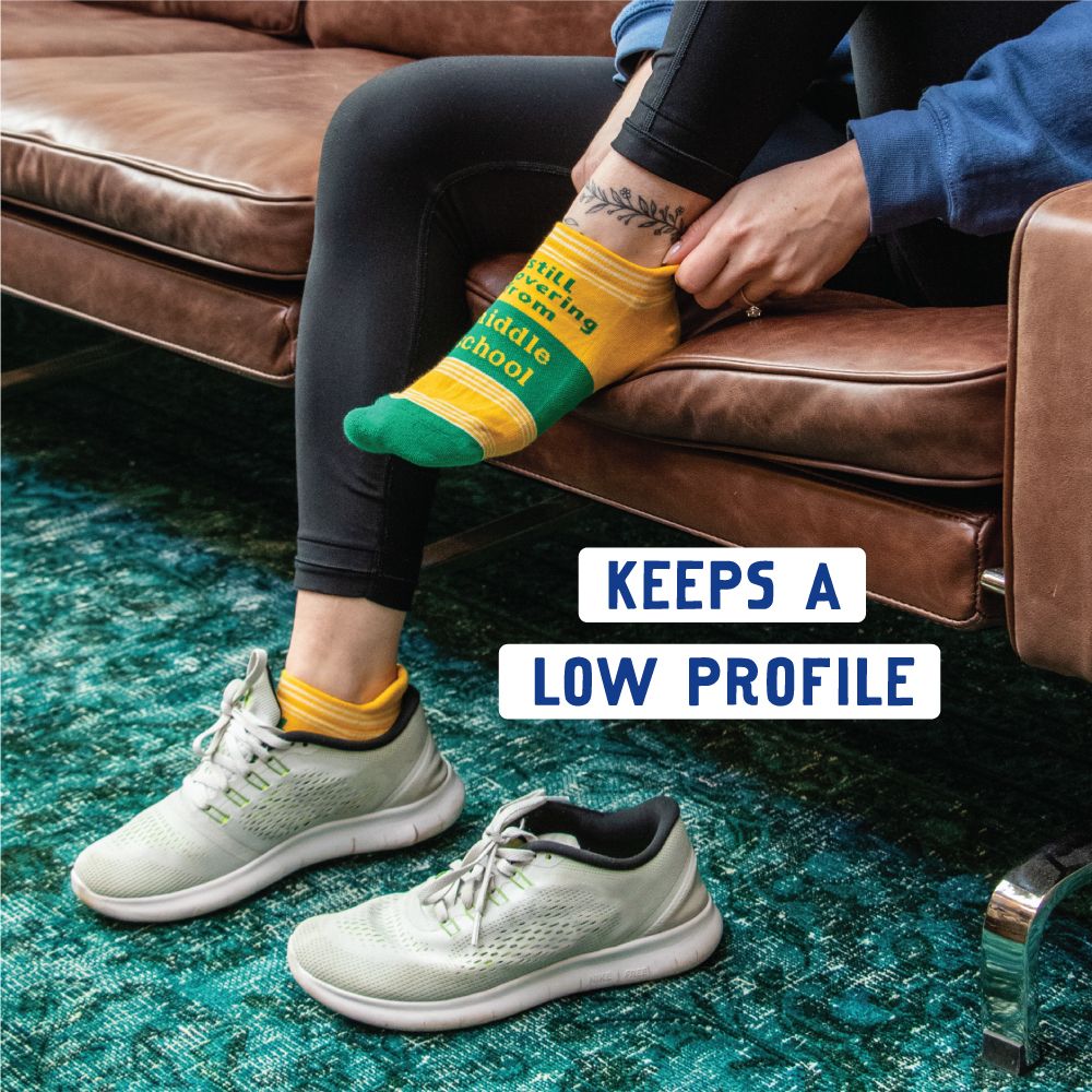 Still Recovering From Middle School Women's or Unisex Sneaker Socks [2 Size Options] | BlueQ at GetBullish