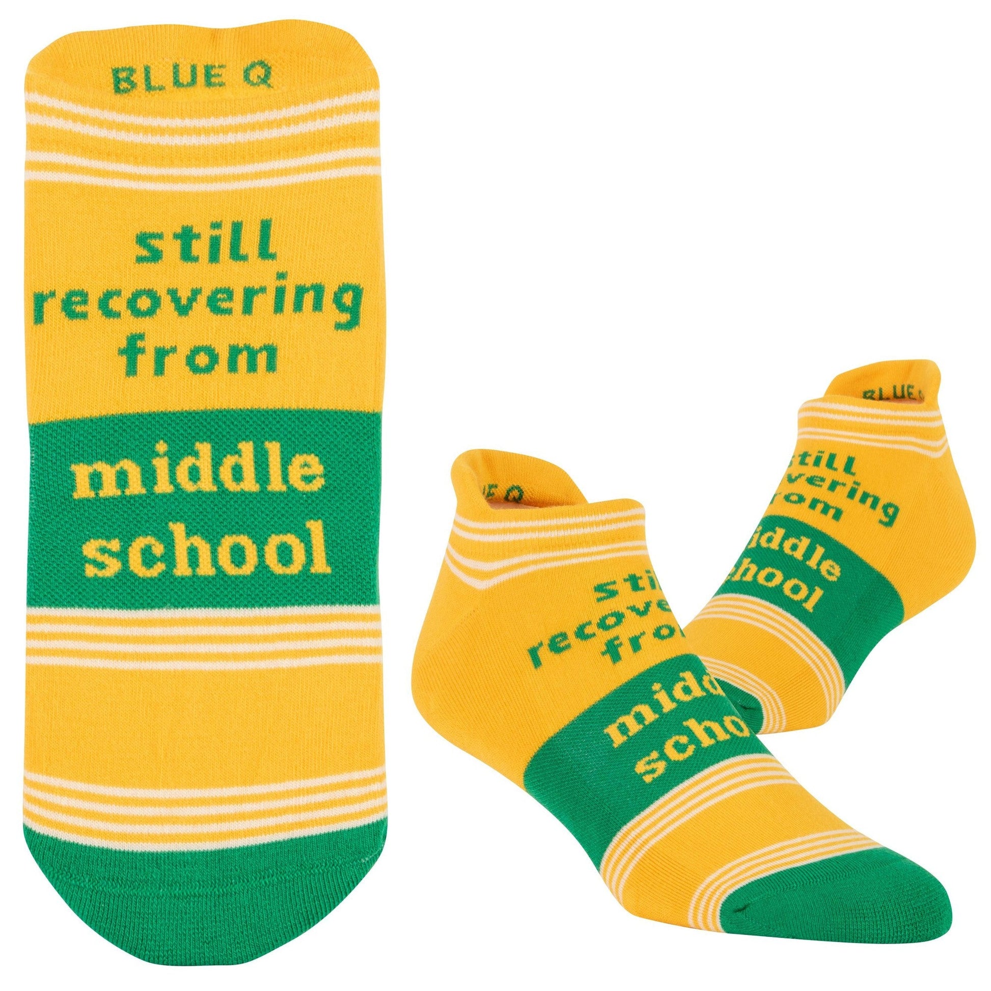 Still Recovering From Middle School Women's or Unisex Sneaker Socks [2 Size Options] | BlueQ at GetBullish