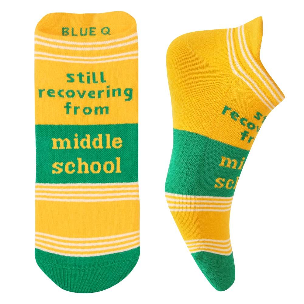 Still Recovering From Middle School Women's or Unisex Sneaker Socks [2 Size Options] | BlueQ at GetBullish