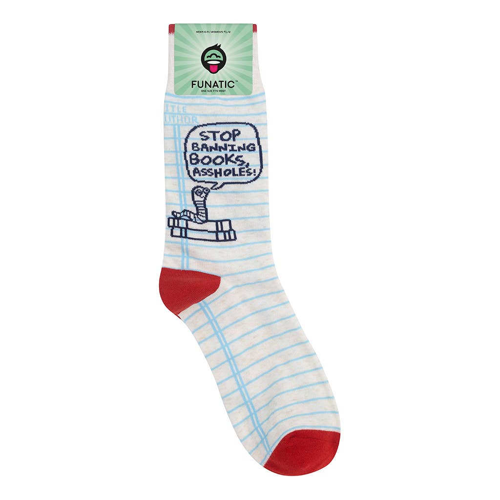 Stop Banning Books Asshole Socks | Bookworm Booklovers Funny Socks