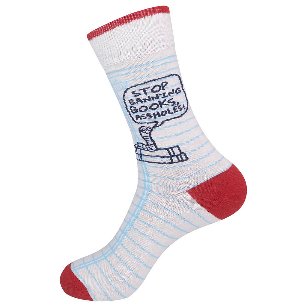 Stop Banning Books Asshole Socks | Bookworm Booklovers Funny Socks