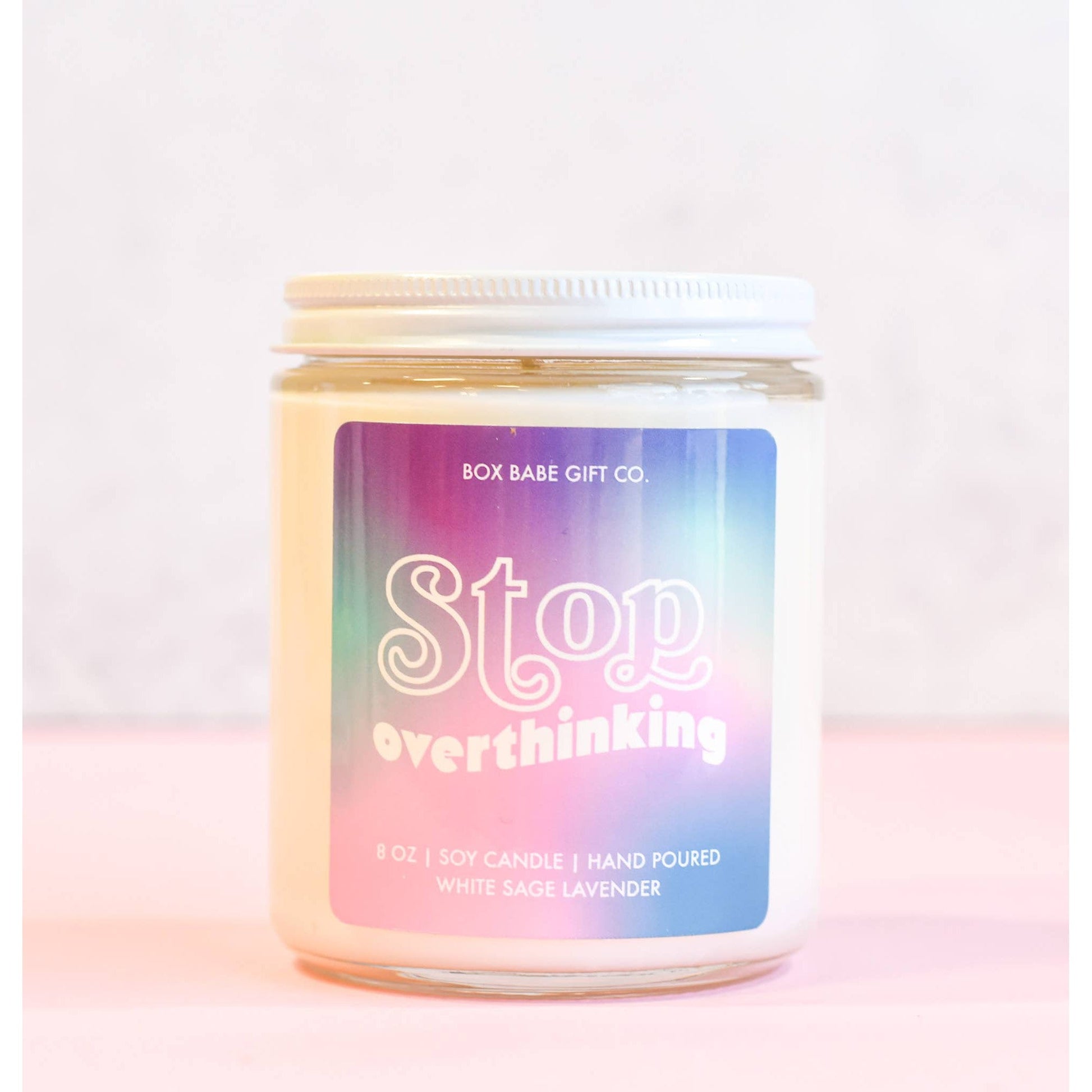 Stop Overthinking Candle in White Sage Lavender Scent | Self-Care Collection Wick Light