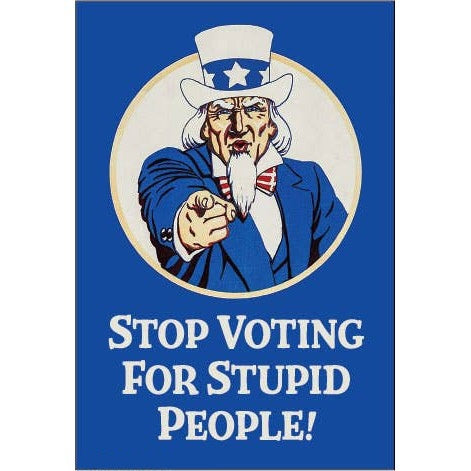 Stop Voting for Stupid People Rectangular Magnet | Refrigerator Magnetic Surface Decor | 3" x 2"