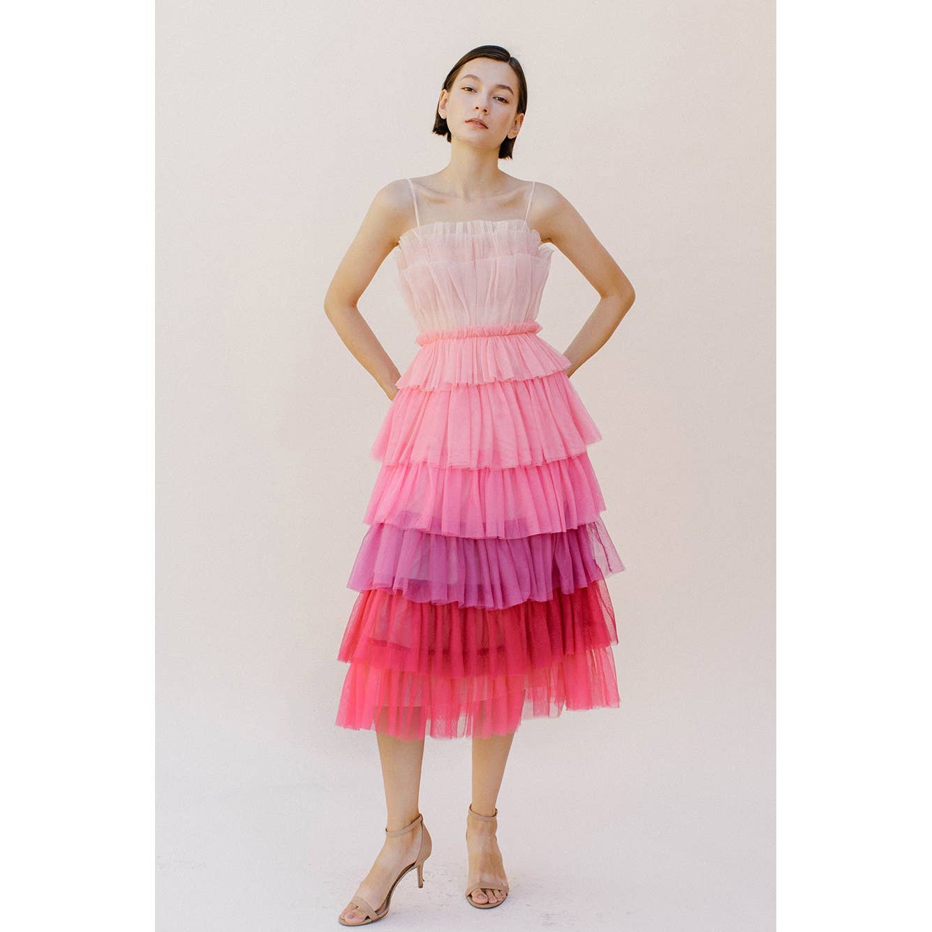 Storia Pink Ombre Tulle Midi Dress [Sizes SM-M remaining]