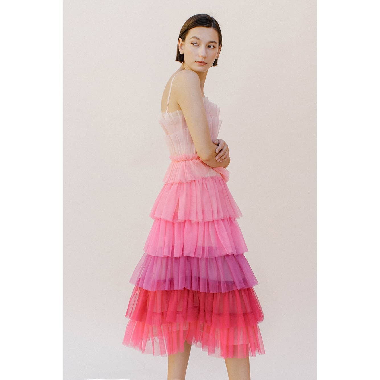 Storia Pink Ombre Tulle Midi Dress [Sizes SM-M remaining]
