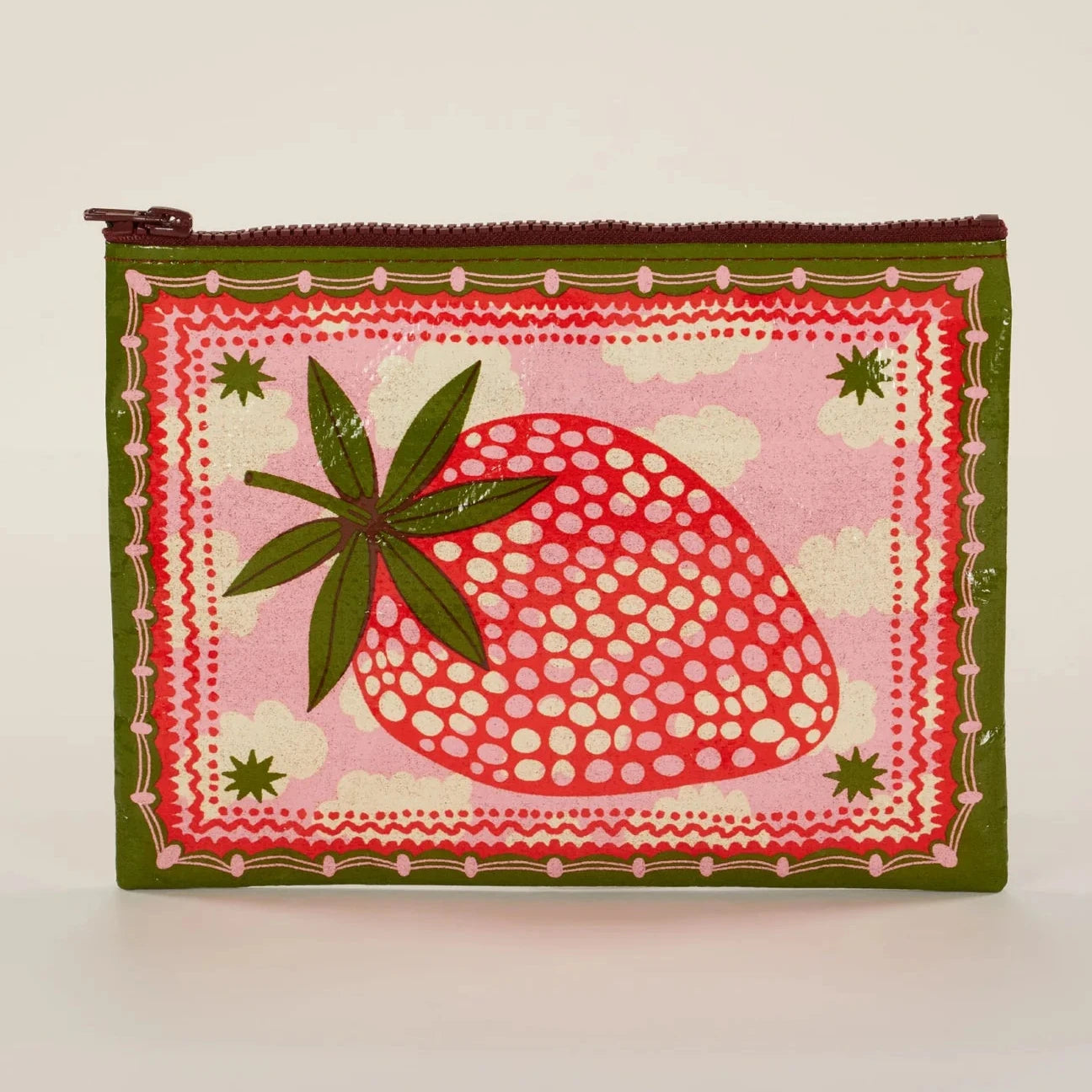 Strawberry Clouds Zipper Pouch | Storage Case Organizer | 9.5" x 7.25" | BlueQ at GetBullish