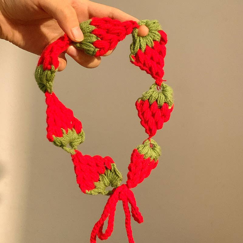 Strawberry Handwoven Headband in Red