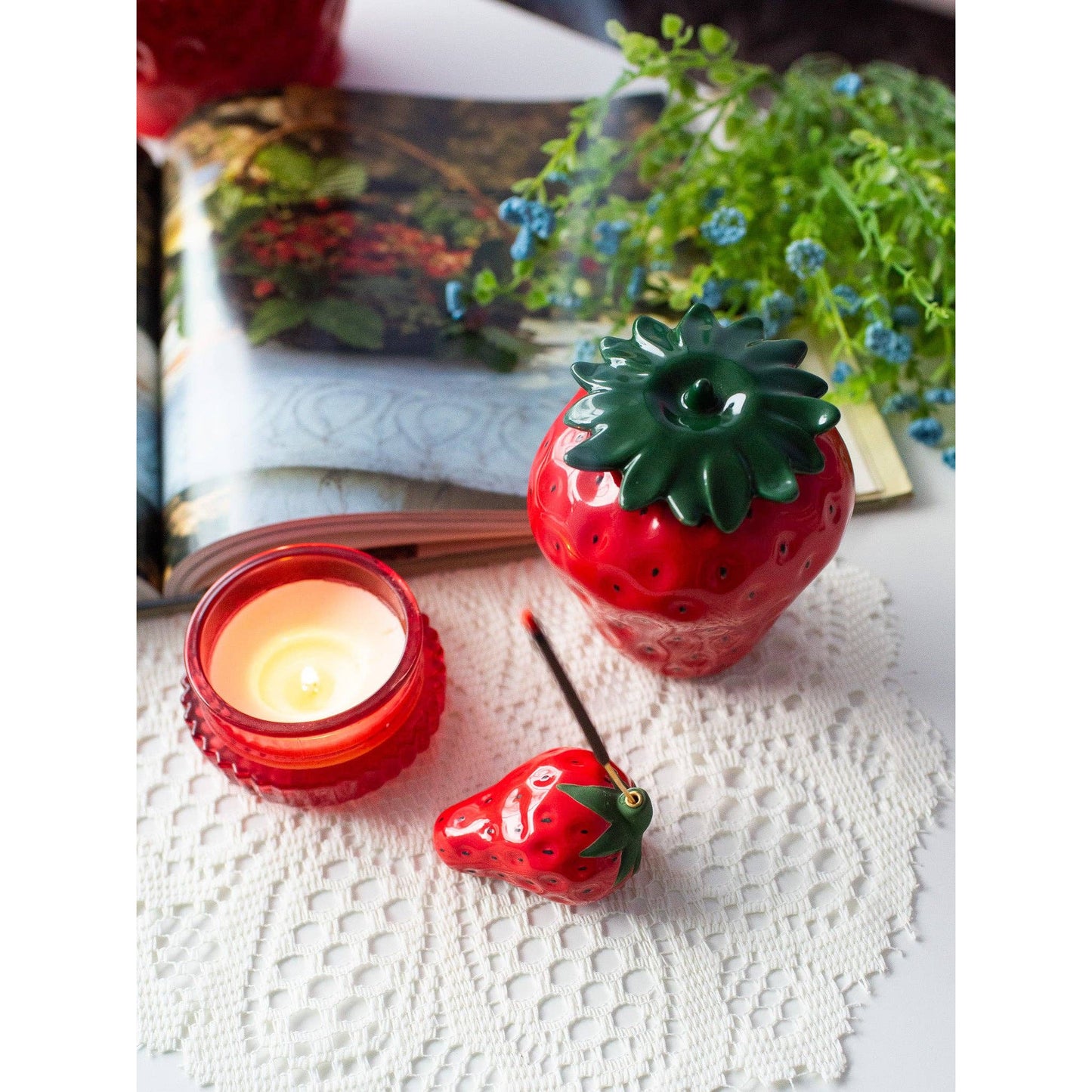 Strawberry Incense Holder | Ceramic Decorative Incense Stick Burner