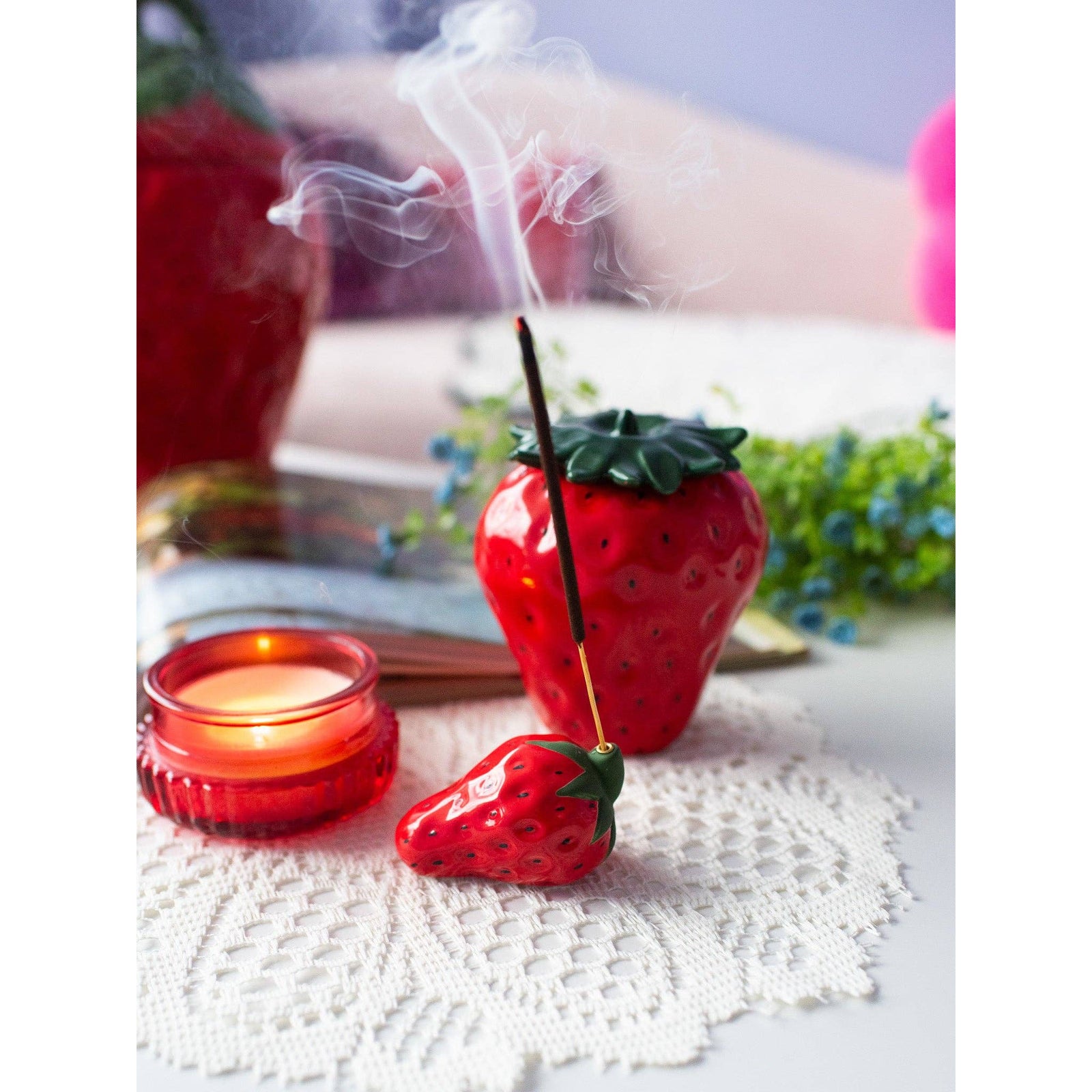 Strawberry Incense Holder | Ceramic Decorative Incense Stick Burner